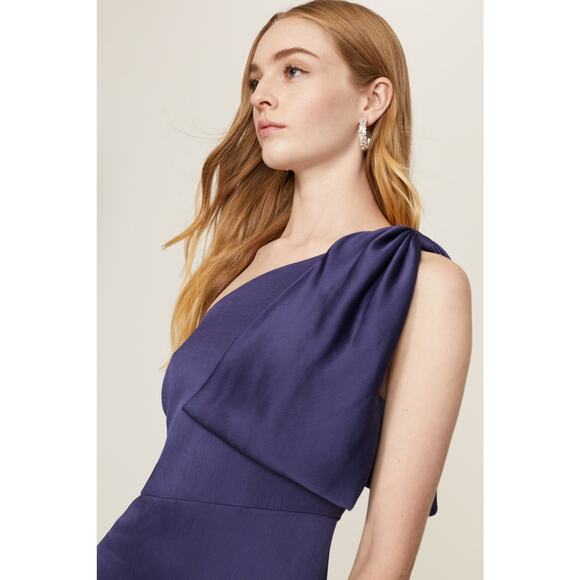 Sachin & Babi Chelsea Navy Blue Bow One Shoulder Sleeveless Formal Gown Size 2 - Picture 4 of 16
